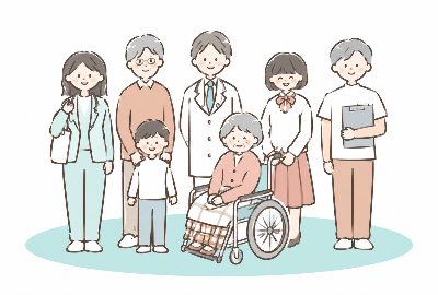 地域の皆さんと医療関係者が並んだイラスト