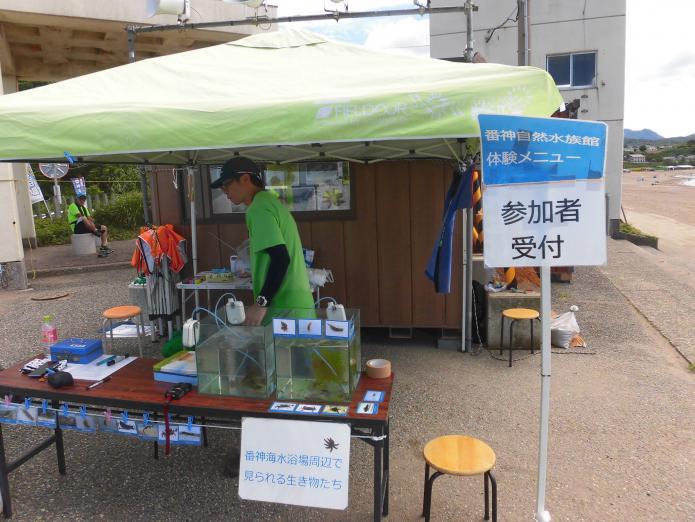 コンテナの中で受け付けをしている係の人の写真