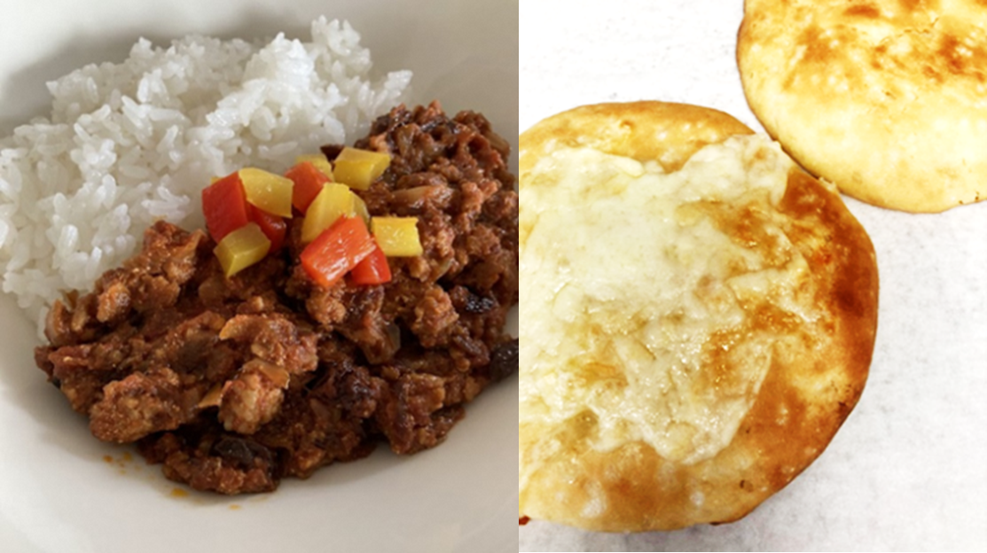 写真:キーマカレーとチーズフォカッチャ