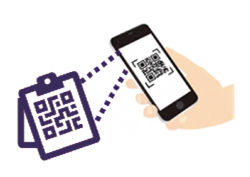 スマートフォンで二次元コードを読み込み、料金決済をするイメージイラスト
