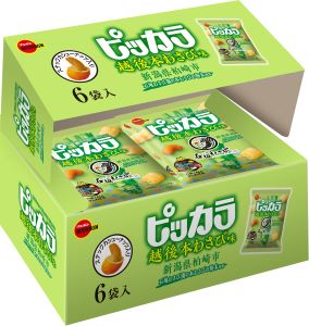 写真:ピッカラ越後本わさび味の化粧箱(6袋入り)