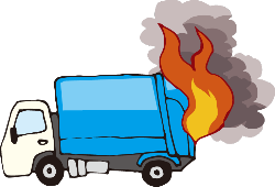 火災が発生したごみ収集車のイラスト
