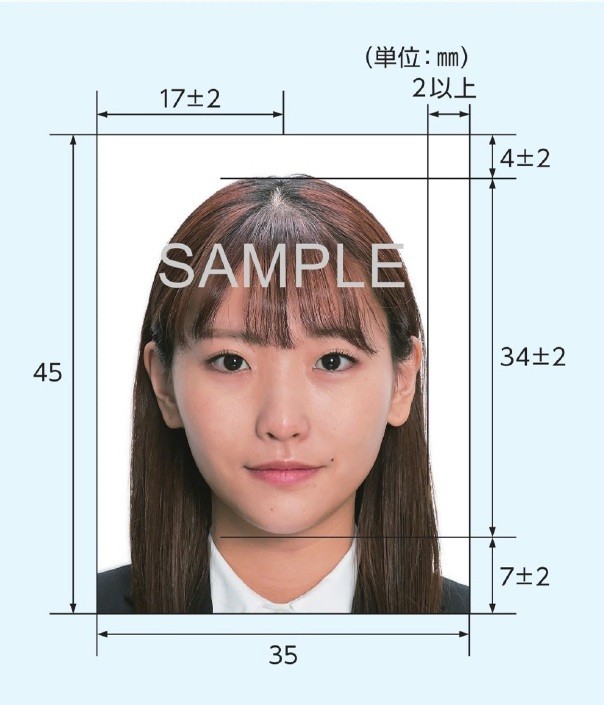 パスポート用写真の規格見本