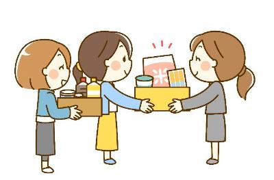 家庭で余っている食品を寄付する女性のイラスト