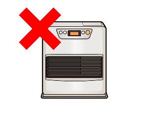 燃やさないごみの対象ではない石油ファンヒーターのイラスト