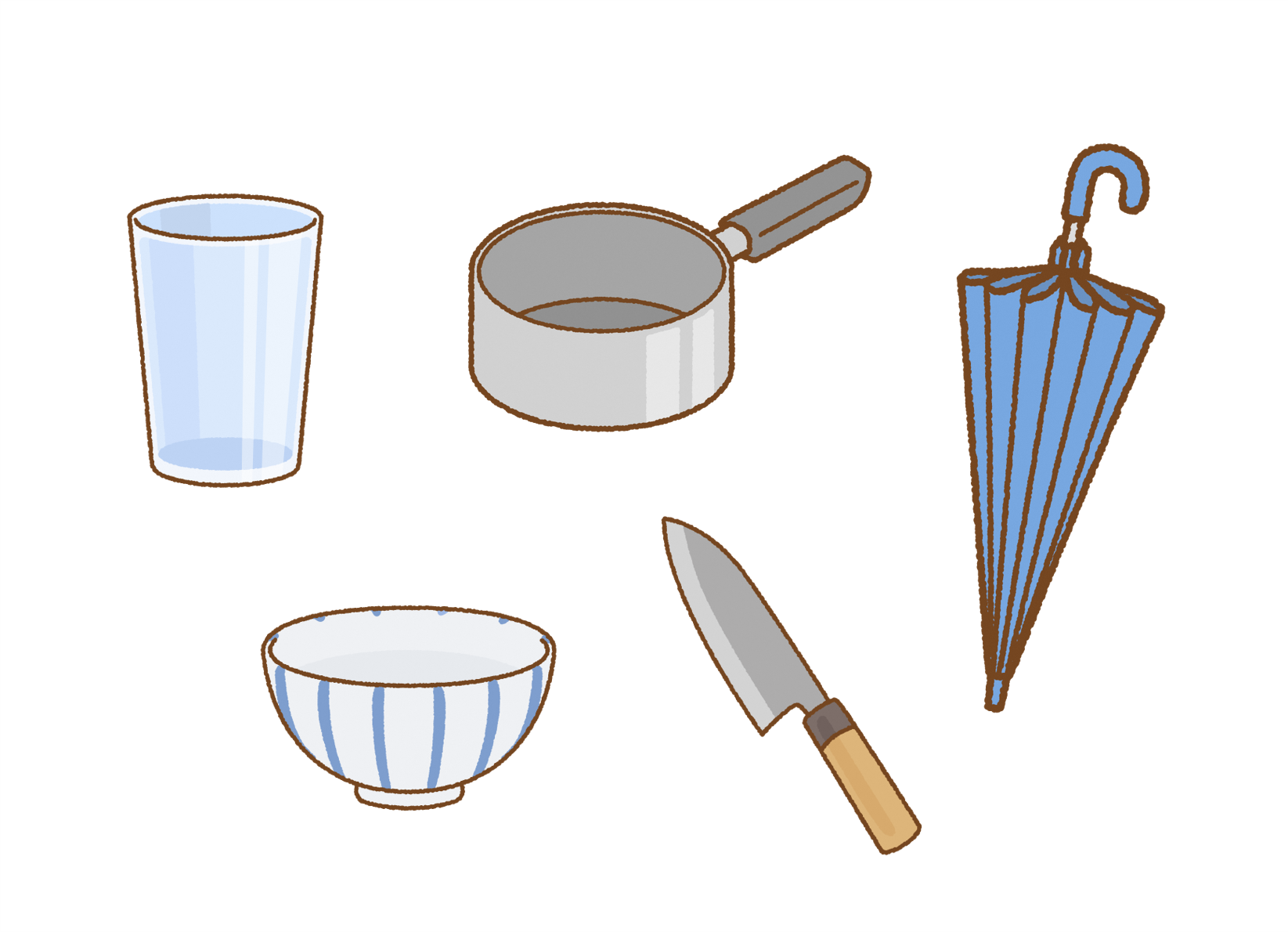 燃やさないごみの対象品目のイラスト
