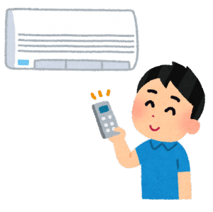 エアコンの温度を調整する男性のイラスト