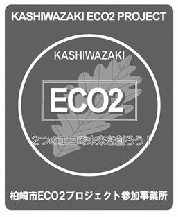 角型の白黒ECO2ロゴマークのイラスト