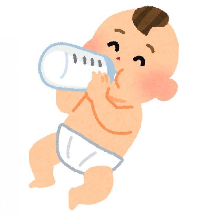 ミルクを飲む赤ちゃんのイラスト