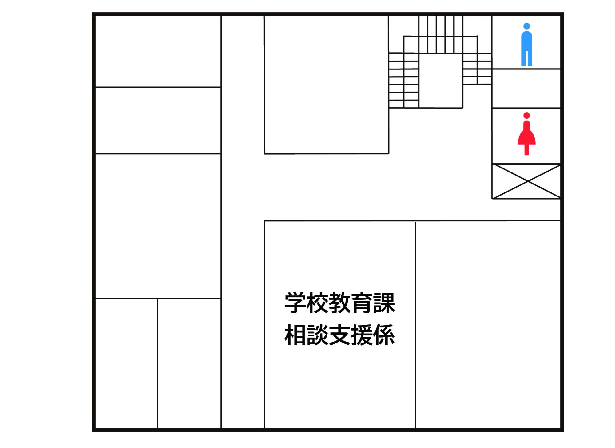 分館3階フロア図。学校教育課相談支援係があります