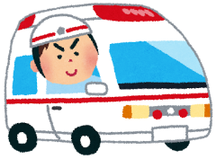 救急車から顔を出している救急隊員のイラスト