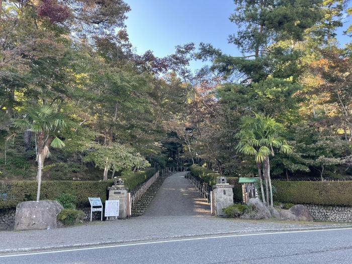 写真：10月25日現在の松雲山荘入口。ほとんどが青葉の状態です