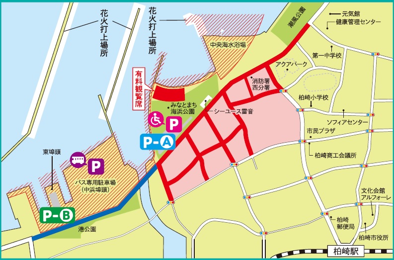 花火会場駐車場地図の画像