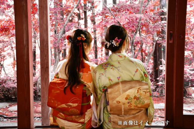 写真：着物姿の2人の女性の後ろ姿