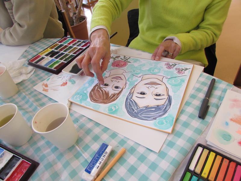 写真：過去に開講した似顔絵講座の様子