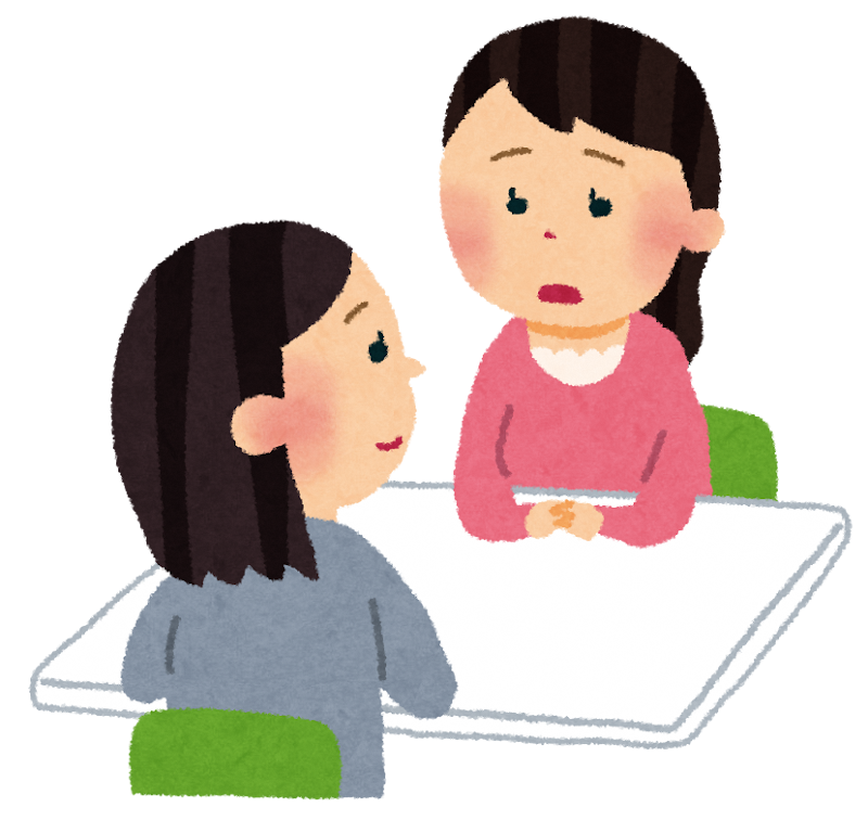 イラスト：女性がカウンセラーに相談している