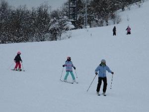 写真：参加者が列になってスキーをしている様子です
