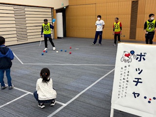 写真：参加者の投球したボールがうまくジャックボールに近づいています