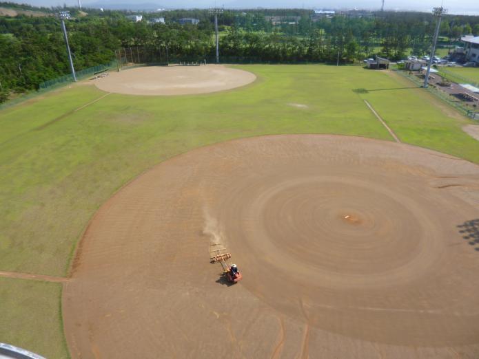 2面が写っている、上から見た荒浜運動場野球場の写真