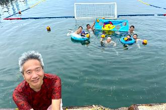 写真：水球体験会参加者の集合写真