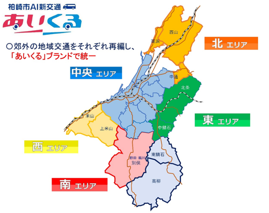 柏崎市新AI交通あいくる 運行エリア図