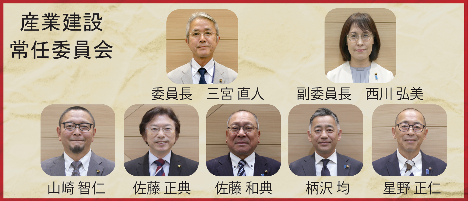 産業建設常任委員会に属する市議の顔写真