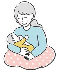 授乳しながら赤ちゃんに微笑みかけるお母さんのイラスト