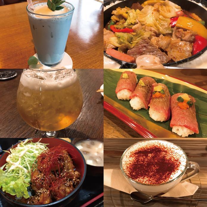 ホイコーロー、お肉のお寿司、どんぶり、コーヒー、ドリンクなど6種類の裏メニューの写真